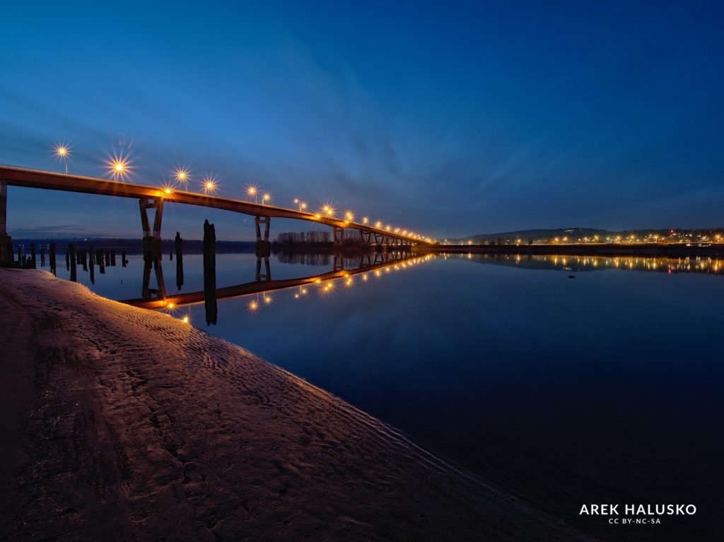 Mission BC Bridge At Night